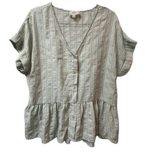 Perch By Blu Pepper Baby Doll Striped Ruffled‎ Blouse Size 1XL